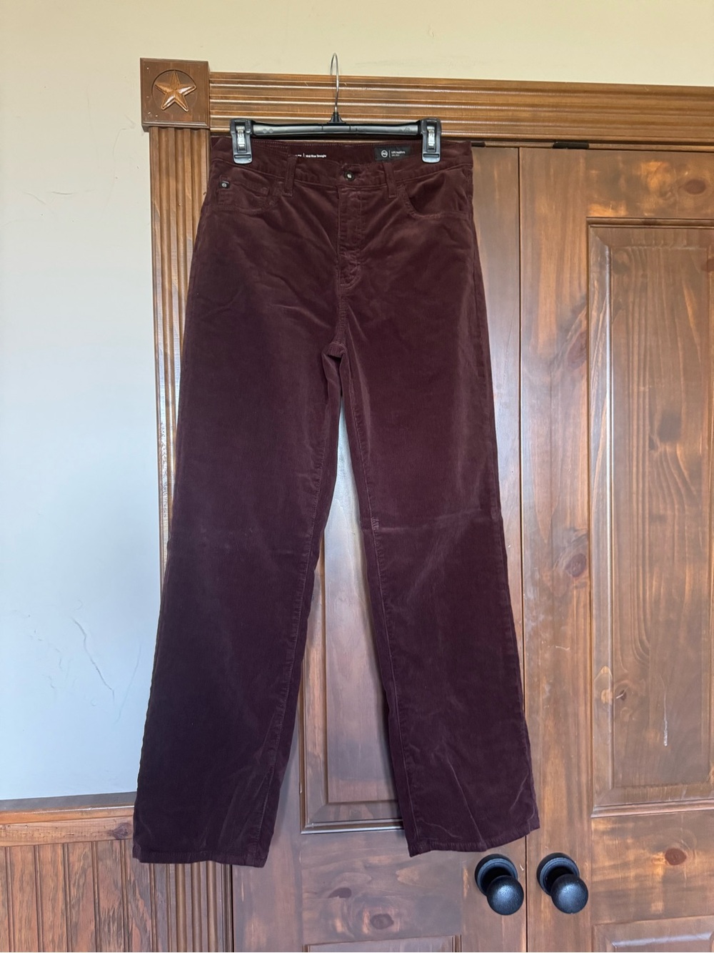 AG Adriano Goldschmied Brinkley Mid-Rise Straight Leg Brown Corduroy